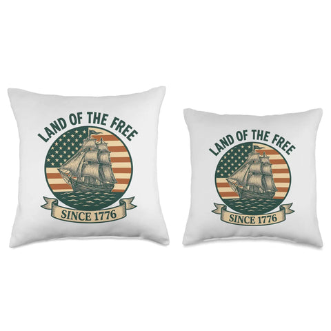 Patriotic Throw Pillow With Retro Sailboat And US Flag Design Dope Red White And Blue Decor For Couch Or Bed Perfect 4th Of July Accent