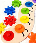 Colorful Rainbow Caterpillar Gear Toy For Toddlers And Babies Teaches Color Names And Matching With Spinning Gear Fun For Kids