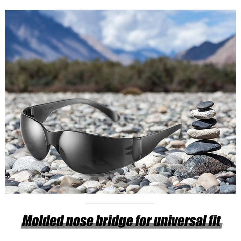 48 Pairs Safety Glasses Protective Eyewear Goggles For Men Women Work 4 Boxes Of 12 Scratch Resistant, displayed on rocky terrain