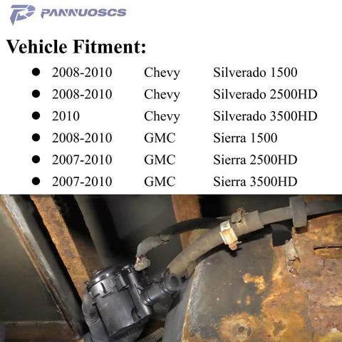 Installed Vapor Canister Vent Valve Solenoid P0446 for Chevy Silverado and GMC Sierra fuel tank emission control, focus on connection