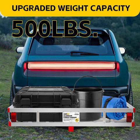 Aluminum Cargo Carrier With High Side Rails For 2 Inch Hitch Receiver Trailer Hitch Mount Heavy Duty Rack in use on car