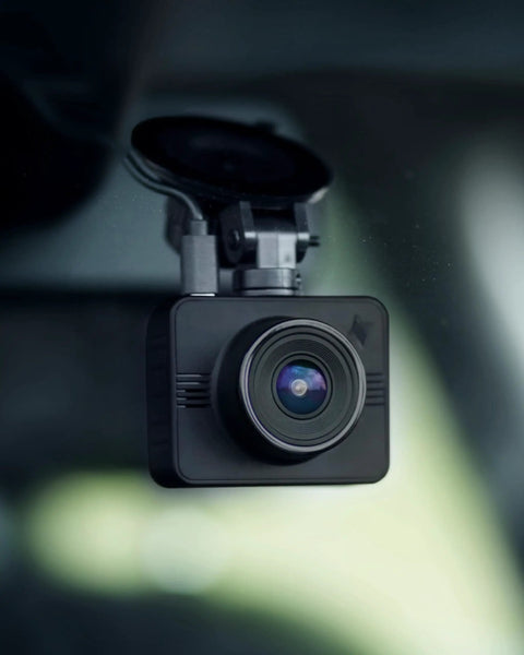 Mounted GPS dash cam with 32GB card included, unlimited cloud storage, wireless car camera with AI incident detection in a car.