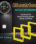 One Quarter Inch Double Gang Outlet Box Extenders With Patented Flange For A Snug Flush Fit, UL Listed Electrical Box Extenders For Outlets And Switches, Non Flammable And Self Extinguishing, Pack Of Three