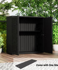 All Weather 62 Gallon Resin Deck Box For Outdoors, Waterproof Storage Cabinet For Patio Cushions, Garden Tools, Pool Gear, And Kids Toys, Black With One Shelf