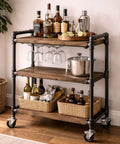Bar cart using 10 Pack Black Malleable Iron Pipe Nipples 3/4 Inch by 12 Inch Threaded Both Ends for DIY Steampunk Industrial Projects