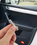 Rock Solid Metal Interior Door Lock Knobs Kit For Any Car Upgrade With Stronger Locking Power, Easy DIY Install And Super Durable Design To Spice Up Your Ride Fast, silver knob in hand