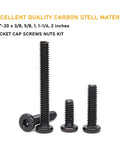 Grab This Handy Black 1/4-20 Hex Socket Cap Screw And Nut Kit For Furniture Repairs, Includes 50 Screws, 30 Nuts, Allen Key
