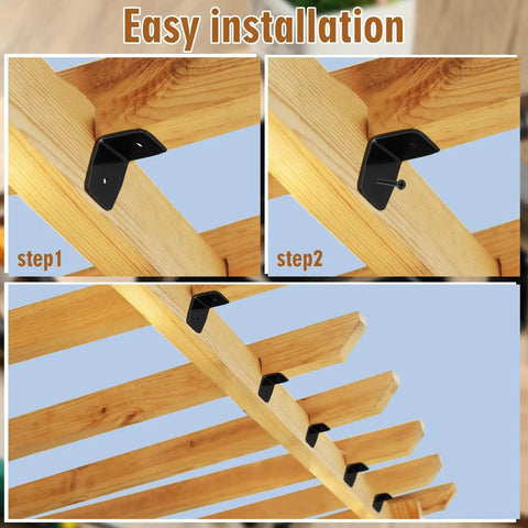Heavy Duty Black Rafter Clips And Hurricane Brackets With Screws installation steps on timber beams for pergolas.