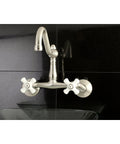 Old School Vintage Style Wall Mount Kitchen Faucet In Brushed Nickel, Swivel Victorian Spout, 11.75 Inch Reach