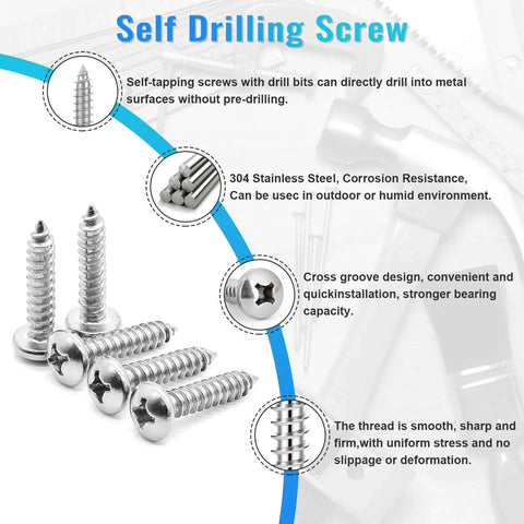 460Pcs Stainless Steel Wood Screws Kit With 18 Sizes Self Tapping Pan Head Screws For Wood Deck Drywall Concrete One Quarter Inch To Two Inch Assortment Set 304 Stainless Corrosion Resistant Heavy Duty
