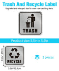 2 Pack Brushed Silver Trash And Recycling Stickers With Self Adhesive Waterproof Backing For Kitchen Office Indoor And Outdoor Trash Cans Premium Glossy Finish Easy To Peel And Apply