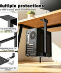 Dead Easy Under Desk PC Holder And Wall Mount Computer Tower Stand With 77 Lb Capacity adjustable height showing protective mounting features.