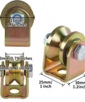 V Groove Caster 1.25 Inch Wheel With Bracket For Inverted Track Suitable For Sliding And Rolling Gates, Rigid Caster For Industrial Machines, Corrosion Resistant Galvanized Steel, 300 Lb Load Per Wheel, Pack Of 4, shown with dimensions.