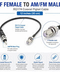 F To AM FM Adapter RG174 Coax Cable 12 Inch Pigtail Jumper For Radio Antenna RF Coaxial Cable Male To Female Connector