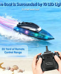 Remote Control Boat With 1800mAh Battery Transparent Hull 10 LED Lights Auto Reverse 2.4GHz Waterproof Racing Speedboat Toy