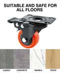 2 Inch Caster Wheels Set Of 4 With Brakes Heavy Duty Polyurethane Swivel Casters on different floor types