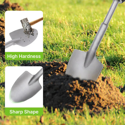 SDS Max Shank 40Cr Steel Clay Spade Demolition Jack Hammer Bit 16.1 Inch digging into soil, highlighting high hardness and sharp shape.