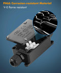 PA66 material view of Eight Pack IP65 Waterproof Junction Box Kit With Two Way PG9 Connectors for outdoor projects