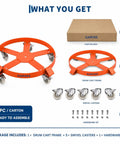 Heavy Duty 55 Gallon Drum Dolly Non Tipping With Steel Frame And Powder Coated Finish, 1,250 Lbs Capacity, Rust Resistant Cross Braces Prevent Warping, Industrial Drum Transport Tool. Package includes frame, casters, and hardware