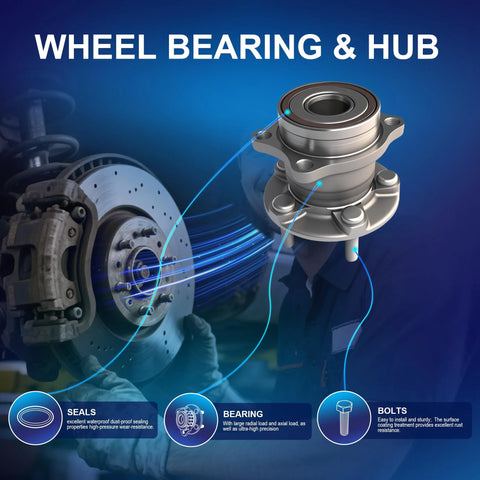 Rear Wheel Bearing Hub Assembly With ABS For Subarus And More, 5 Lug, Drop In Ready, Direct Fit Replacement For Forester