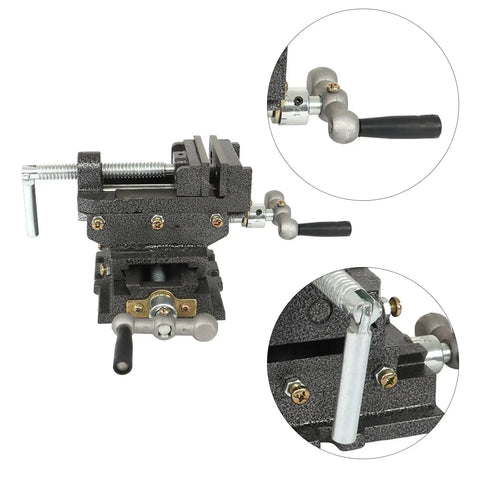 3 Inch Cross Slide Drill Press Vise 2 Way XY Heavy Duty Clamp Machine for Precise Milling with cast iron build and 68 mm clamping.