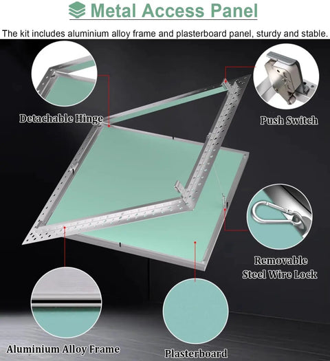 Straight Up Sleek Paintable Attic Access Door For Drywall Ceiling And Plumbing Inspection Panel with aluminum alloy frame and detachable hinge.