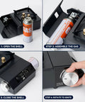 Step-by-step setup of Grab And Go Portable Butane Camping Stove With Carrying Case Precise Heat Control For Patio Cooking