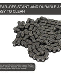 Heavy Duty Steel Chain Master Link Set, Pack Of Eight Roller Connectors built for motorcycle and bike repair, showing close-up of rust-proof links.