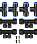 Drip Irrigation Fittings Kit For Half Inch Tubing With Four Tee Connectors And Four End Plugs Plus Half Inch To Quarter Inch Splitter