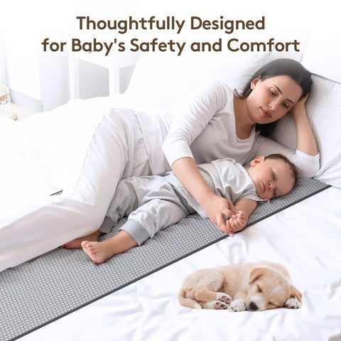 Mother and child sleeping on graphene grounding mat for king bed, conductive sleep pad for deep sleep, stress relief, and more energy.