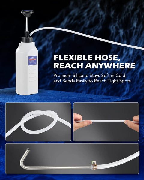 1L Hand Fluid Transfer Pump With 39 Inch Silicone Hose For Engine Oil, Transmission Fluid, Gear Lubricants