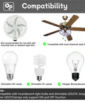 Compatibility guide for Replacement Ceiling Fan Remote Control For 10311TR214A 10712TR214B And 2BB78ITLF304C Models shown with fan and bulbs