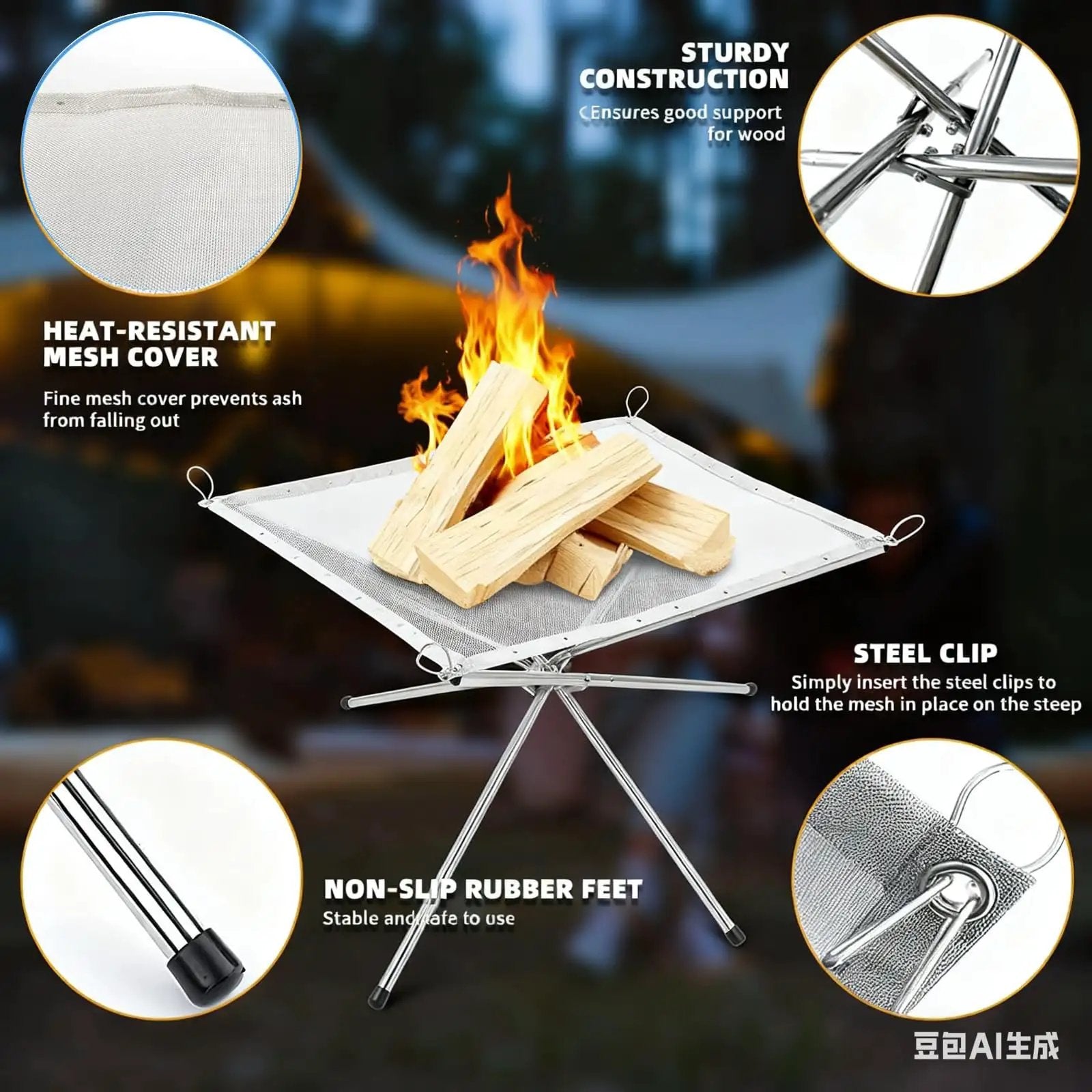 22 Inch Outdoor Folding Fire Pit For Camping ✓