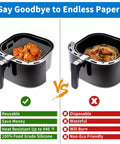 Comparison of 9 Inch Silicone Liners For 6 Qt To 9 Qt Air Fryers 2 Pack Square Reusable Inserts Blue And Grey versus paper liners.