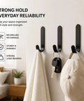 6 Pack Black Aluminum Coat Hooks No Drill Heavy Duty Wall Hooks Hold 50 Lbs wall-mounted with towel, keys, and cap