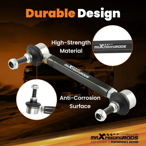 Universal Adjustable Front Sway Bar End Links 180mm-230mm For Cars And Light Trucks, Heavy Duty Steel, Easy Install, Improve Handling, Reduce Body Roll, Replaces Factory Links With Stud To Stud Range, with anti-corrosion finish