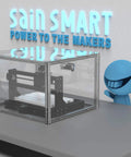Kaba Acrylic CNC Enclosure For 3018 Series And 1810 Pro ProVer MX3 on countertop with robot character, showcasing modular design.