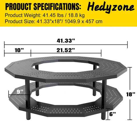 41 Inch Fire Pit Surround Tabletop Universal Fit For 21 Inch Pits with built-in firewood storage and protective barrier