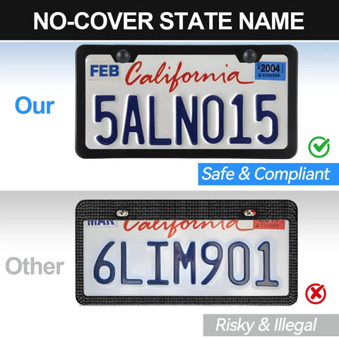 Comparison of Matte Black License Plate Frame No Cover State Name Universal Car Plate Frame with ordinary frame
