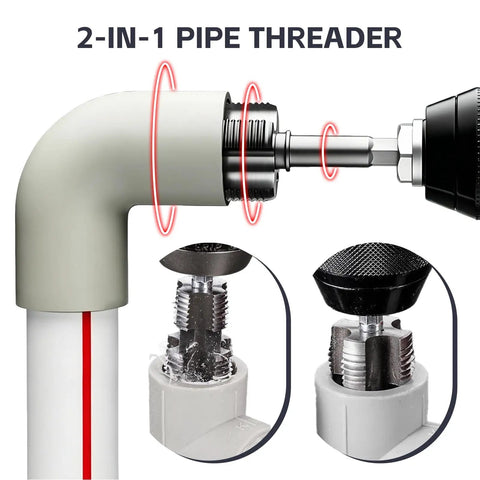 Heavy Duty Pvc Pipe Threader And Tapping Tool For 1 2 Inch To 3 4 Inch Pipes demonstrating precise threading on PVC fittings.