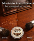 Before and after image showing wood scratches repaired using Killer Wood Scratch Repair Balm And Furniture Polish For Finished Countertops No Color Matching Needed Hella Slick Protective Sealant And Zero Hassle Home Care Essential.
