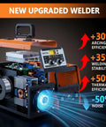 Super Tough 3-In-1 Mig Stick Welder With Lift Tig And Flux Core For Metal Repair and DIY Projects Featuring Smart Sync Control Led Display inside view showcasing components.