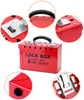 Lockout Tagout Box Kit With 10 Keyed LOTO Locks, Portable 12 Slot Group Lock Box In Red, Heavy Duty Steel Construction.