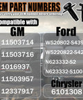 OEM part numbers for Rock Solid M6 1.0 By 25Mm Hex Head Sems Bolts With 19.5Mm Washers 30 Pack for GM, Ford, Chrysler.