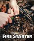 Using fire starter with 3 In 1 Spork Tool For Camping And Hiking Spoon Fork Knife With Built In Fire Starter Stainless Steel BPA Free Tactical Green Utensil