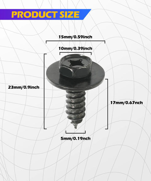 10 Pack Fender Screws For Toyota RAV4 And Lexus ES GS LS RX Bumper Splash Shield Tapping Screws Car Fasteners Replacement 90159-60498, size details