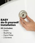 Hand installing Lift And Turn Bathtub Drain Assembly Conversion Kit With Single Hole Overflow Face Plate In Oil Rubbed Bronze All Brass Construction Durable Tub Stopper Easy Tap Open Close For Smooth Bathing.