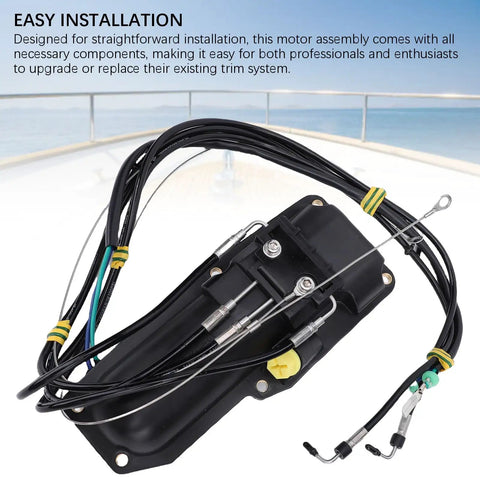 No Fuss Direct Drop In Power Trim Actuator Motor Assembly Straight Swap Upgrade For Mercury Sterndrive Engines with hydraulic lines.