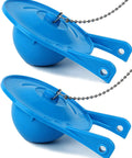 Two Pack 3 Inch Toilet Flapper Replacement Kit With Stainless Chain And Rubber Seal, No Tools Needed, Easy Install, shown in blue.