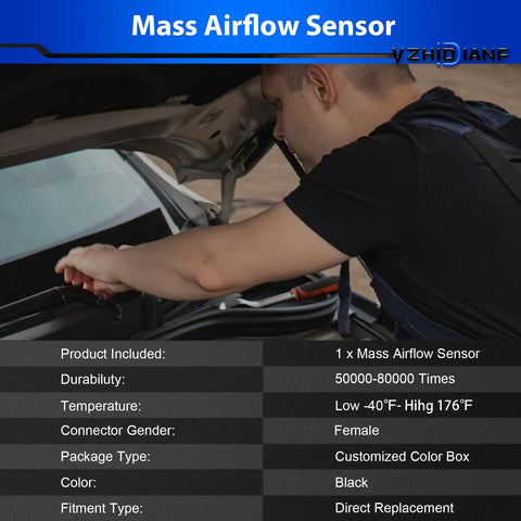 Man installing Mass Airflow Sensor For Chevy Cruze Sonic Trax Buick Encore Verano 1.4L 1.6L 1.8L 2.0L 2.4L AF10422 221354 MAS0321 under hood.